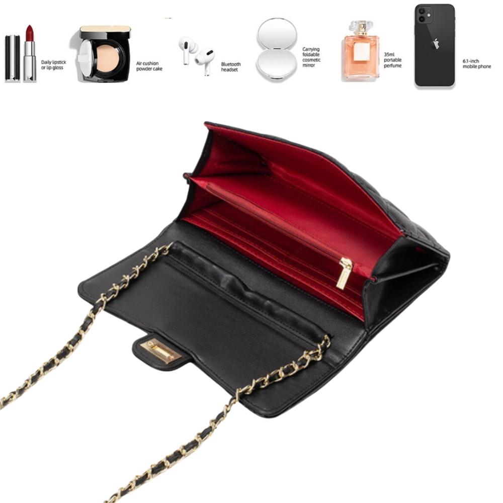 AT｜24H高雄快速出貨 新款時尚菱格鏈條包 小香風小眾包包 菱格包 高級感女夏百搭女士 斜背包 小方包 斜挎包 女包-細節圖3