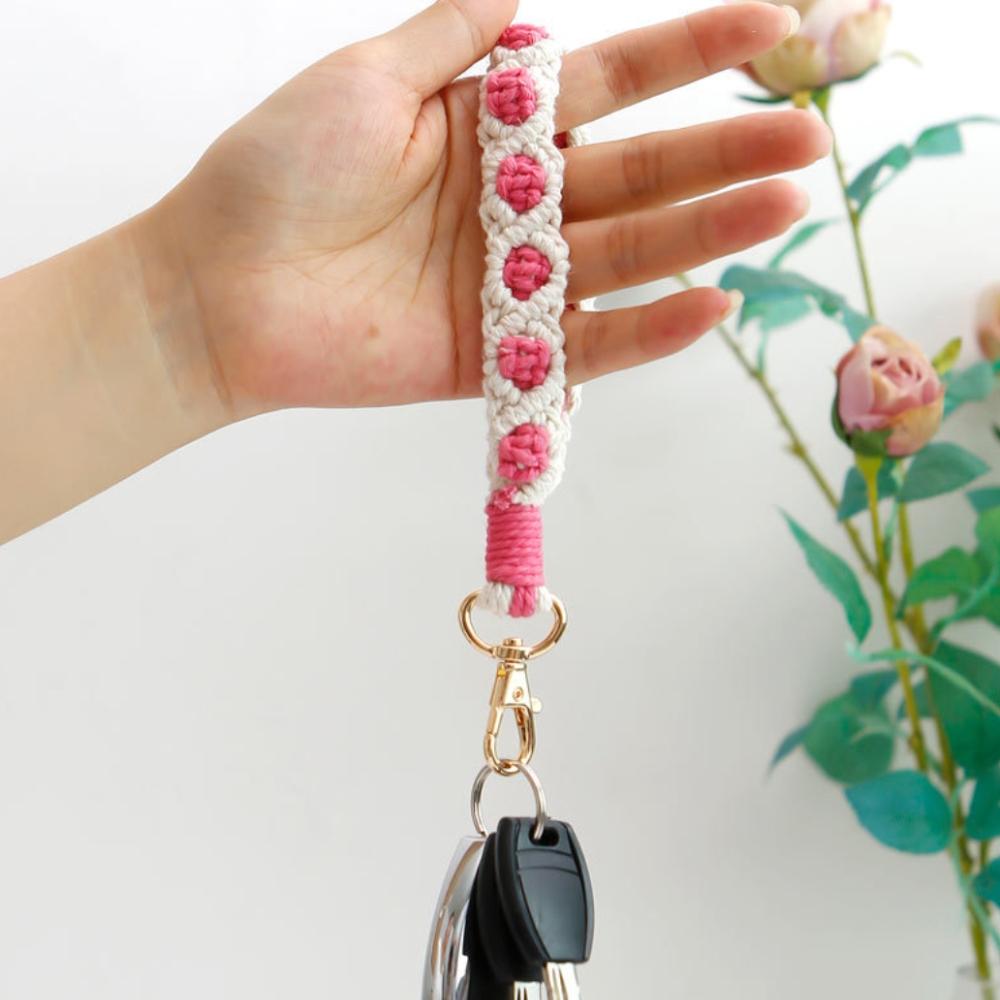 AT｜彩色小花手工編織掛繩 編織鑰匙圈 編織吊飾 包包吊飾 編織配件 鑰匙扣 生日禮物 小物-細節圖4