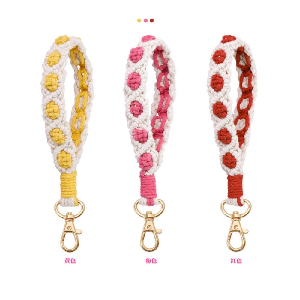 AT｜彩色小花手工編織掛繩 編織鑰匙圈 編織吊飾 包包吊飾 編織配件 鑰匙扣 生日禮物 小物-細節圖5
