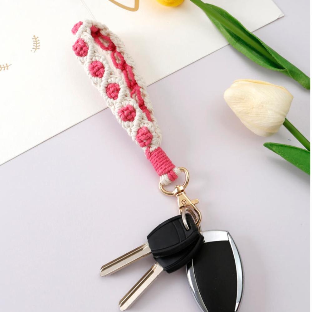 AT｜彩色小花手工編織掛繩 編織鑰匙圈 編織吊飾 包包吊飾 編織配件 鑰匙扣 生日禮物 小物-細節圖6