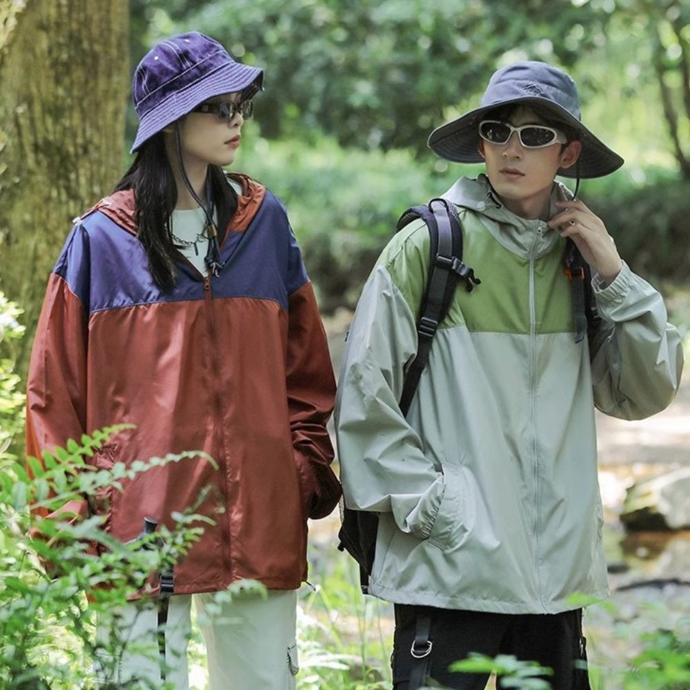 冰絲防曬外套撞色防曬外套  夏季薄款透氣冰絲情侶戶外釣魚衣 運動速乾防曬服 8823-細節圖6