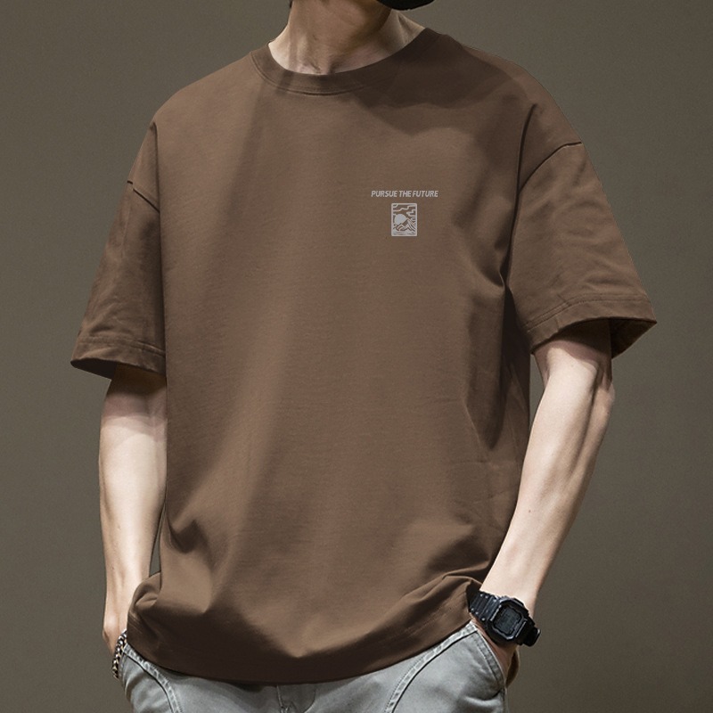 胸前山形日月LOGO 純棉t 潮流新款 情侶裝 微落肩款 短T 潮T 2165-細節圖2