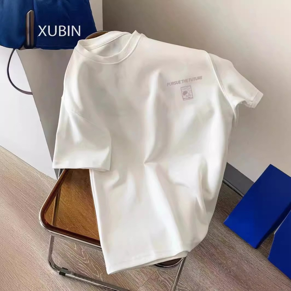 胸前山形日月LOGO 純棉t 潮流新款 情侶裝 微落肩款 短T 潮T 2165-細節圖9