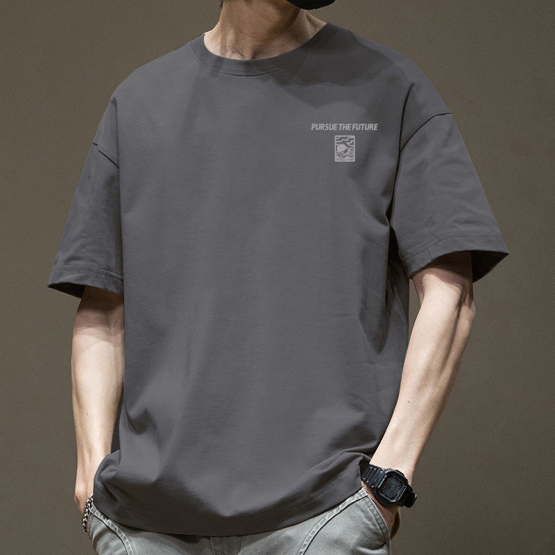 胸前山形日月LOGO 純棉t 潮流新款 情侶裝 微落肩款 短T 潮T 2165-細節圖10