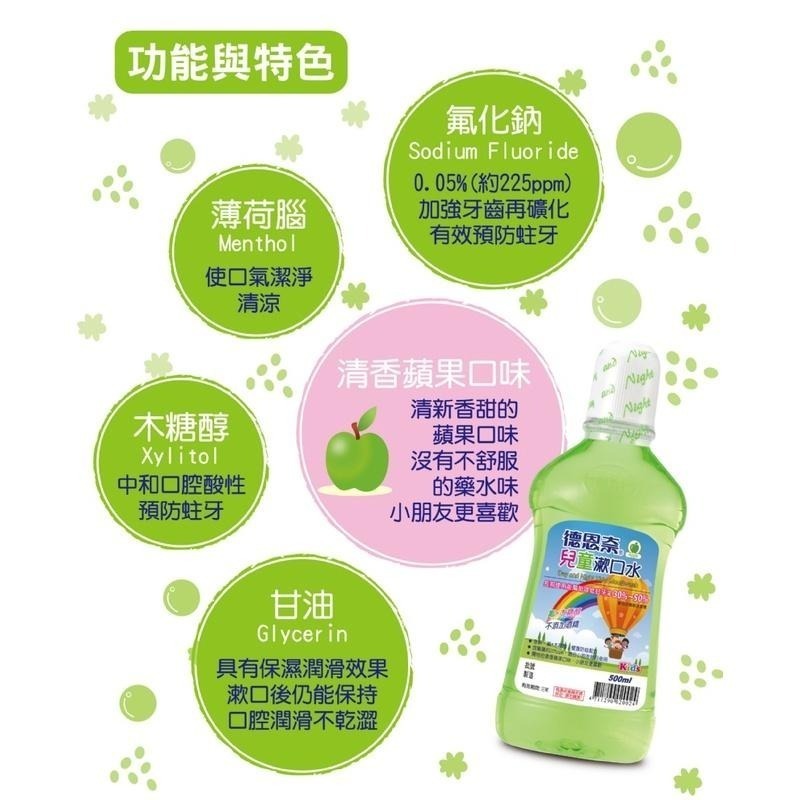 ✨wooji【德恩奈兒童漱口水 500ml(買一送一)】超商限重3組-細節圖2