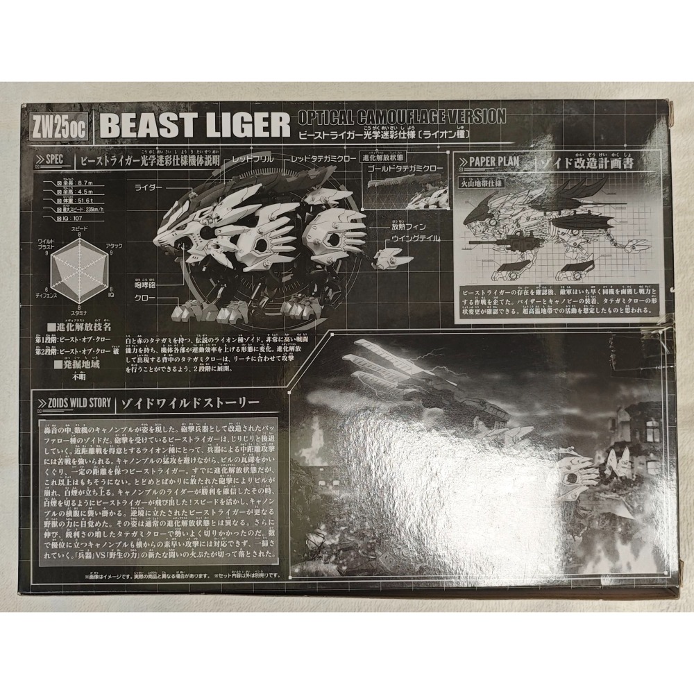限定版 現貨 ZOIDS 洛伊德 荒野戰紀 1/35 ZW-25oc 狂野長牙獅 光學迷彩仕樣-細節圖2