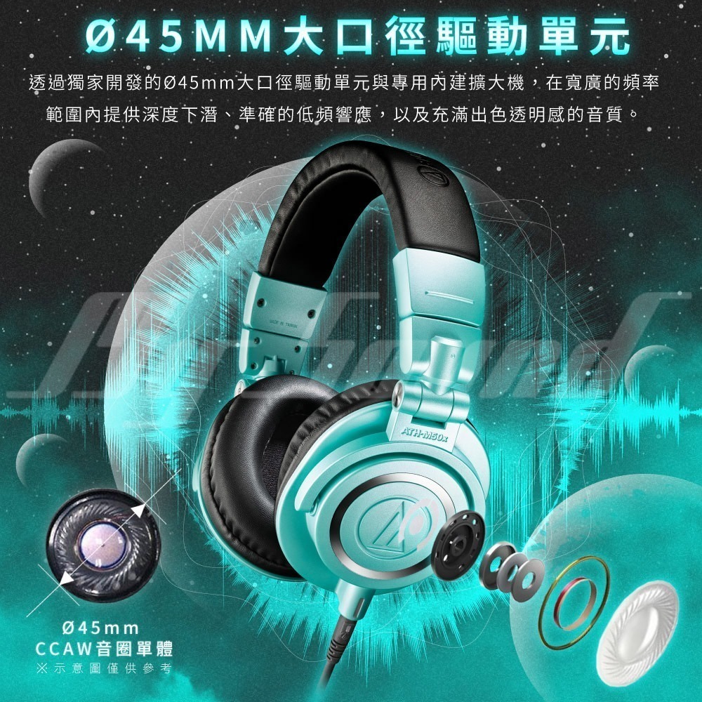 鐵三角 ATH-M50X IB 專業型監聽耳機-Tiffany藍 監聽耳機-細節圖4