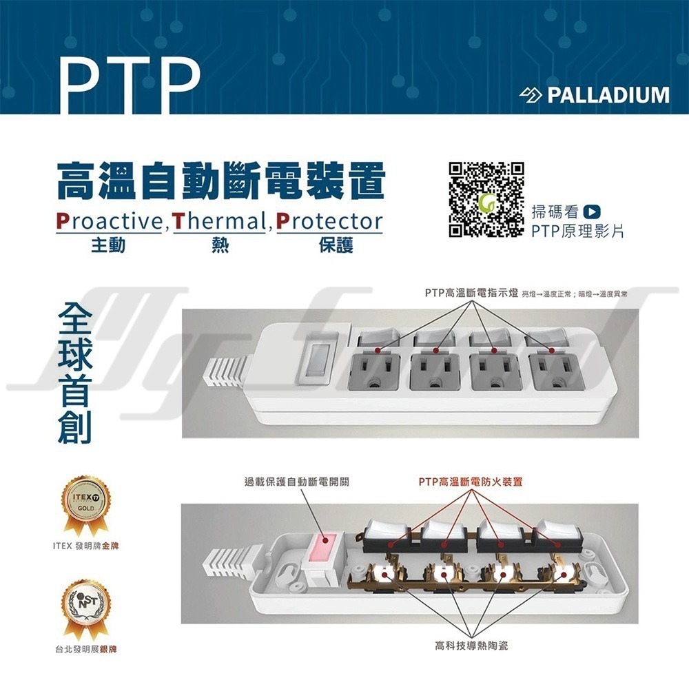 Palladium 帕拉丁 PD 65W 氮化鎵 快充延長線 (4口/3+2孔)-細節圖5