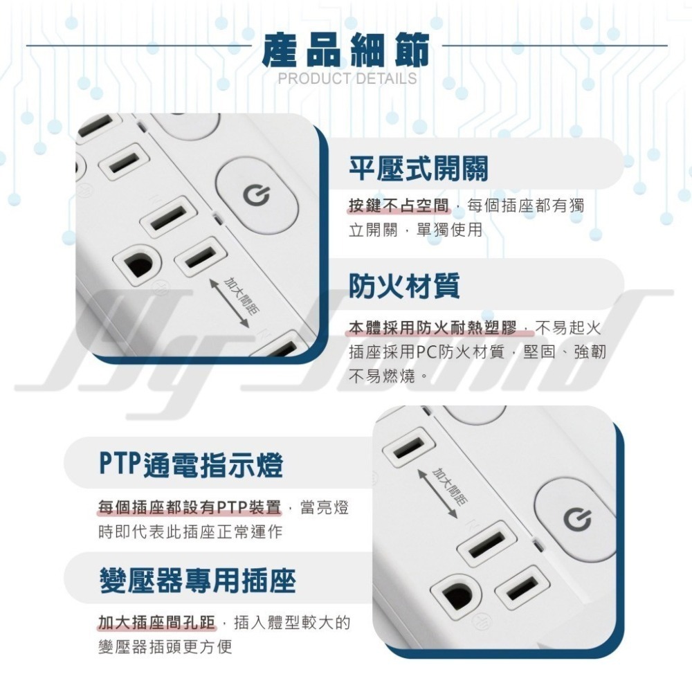 Palladium 帕拉丁 PD 35W 氮化鎵 快充延長線 (3口/3孔)-細節圖7