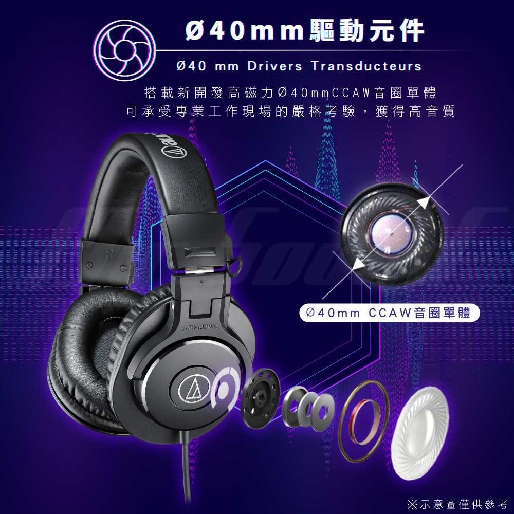 鐵三角 ATH-M30x 專業型 監聽 耳罩 頭戴 耳機 耳罩耳機 公司貨-細節圖3