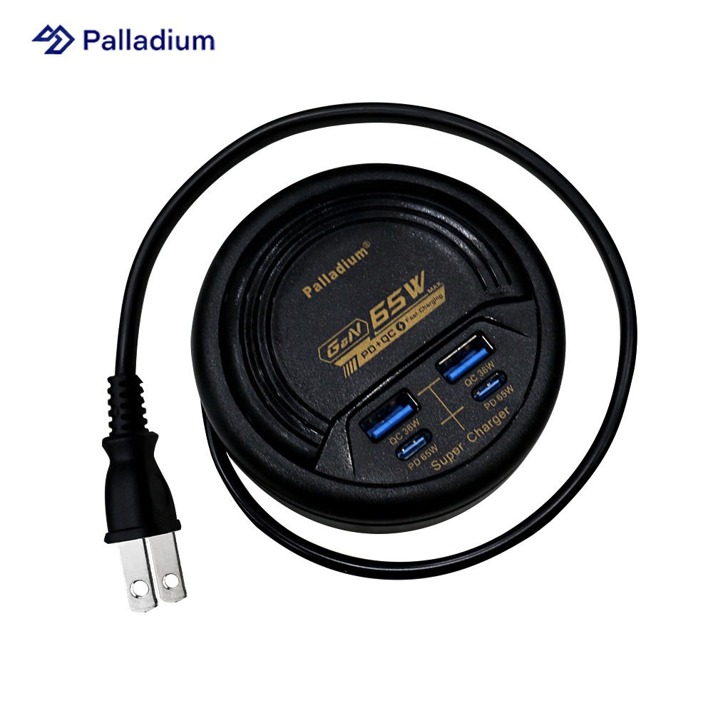 『快充延長線』Palladium 帕拉丁PD 65W 4port USB快充電源供應器 (圓形)-規格圖3