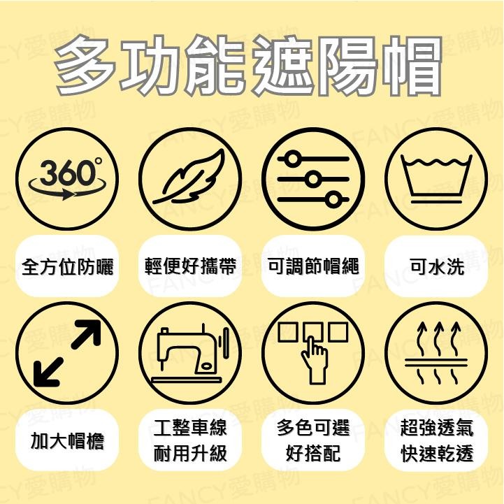 Fancy愛購物🛍️【台灣公司現貨 多功能遮陽帽🎣】多功能防曬帽 遮陽帽 登山帽 防曬帽 釣魚帽 護頸 防曬 太陽帽-細節圖3