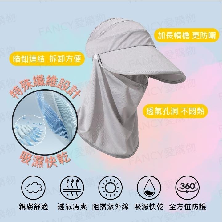 Fancy愛購物🛍️【台灣公司現貨 冰絲防曬遮陽帽👒】遮陽帽 防曬面罩 冰絲防曬帽子 太陽帽  防曬帽 漁夫帽 防曬-細節圖2