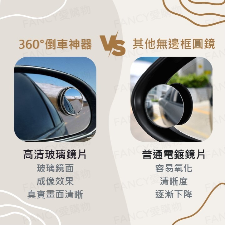 Fancy愛購物🛍️【台灣公司現貨 車用倒車神器】汽車小圓鏡子 後照鏡倒車神器 超清反光輔助盲區鏡 倒車廣角高清輔助鏡-細節圖4