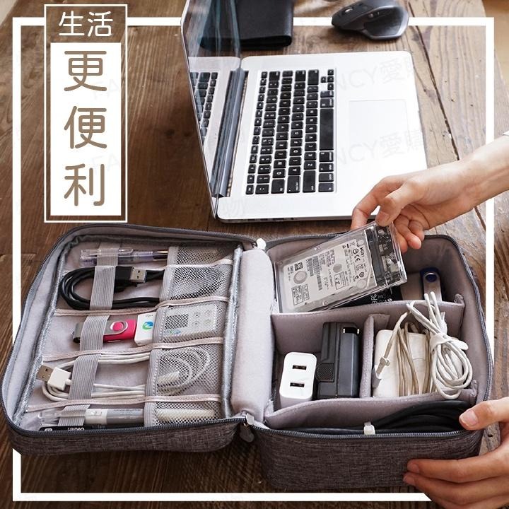 【FANCY愛購物 數據線收納包】行動電源收納包 防水3C電源收納包 數據充電線收納包 分隔收納包 收納小物-細節圖2