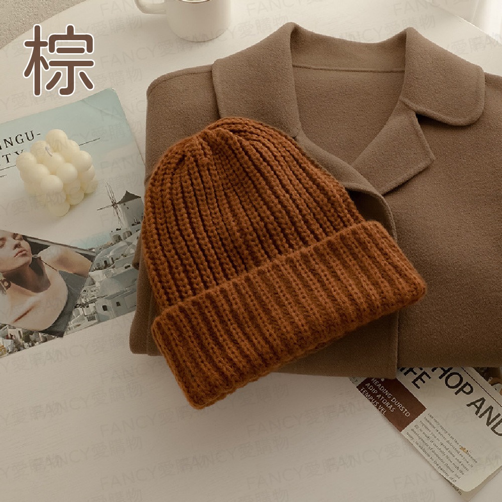 經典保暖毛線帽-棕色