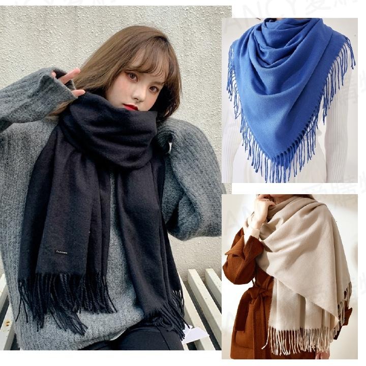 【台灣現貨滿額免運 仿羊絨純色圍巾】圍巾 圍脖 脖圍 日系仿羊絨針織圍巾 寒流圍巾 保暖圍巾 韓風保暖圍巾-細節圖5