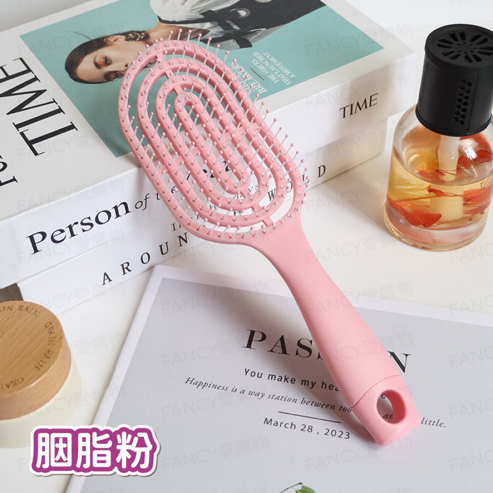 【台灣現貨滿額免運 馬卡龍簍空梳】梳子 兩用梳 排骨梳 髮根蓬鬆 寬齒梳 鏤空梳 造型梳 頭皮按摩梳 美髮梳-規格圖7