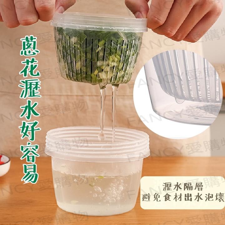 【台灣現貨滿額免運 蔥薑蒜小物保鮮盒】瀝水保鮮盒 雙層 佐料 蔥花 密封盒 收納盒 食物盒 圓形 日本主婦愛用-細節圖6