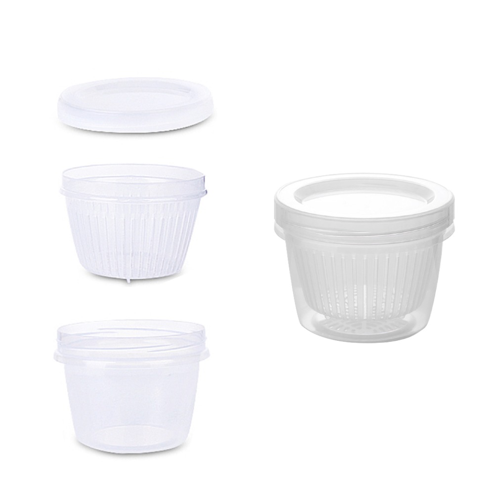 【台灣現貨滿額免運 蔥薑蒜小物保鮮盒】瀝水保鮮盒 雙層 佐料 蔥花 密封盒 收納盒 食物盒 圓形 日本主婦愛用-規格圖7