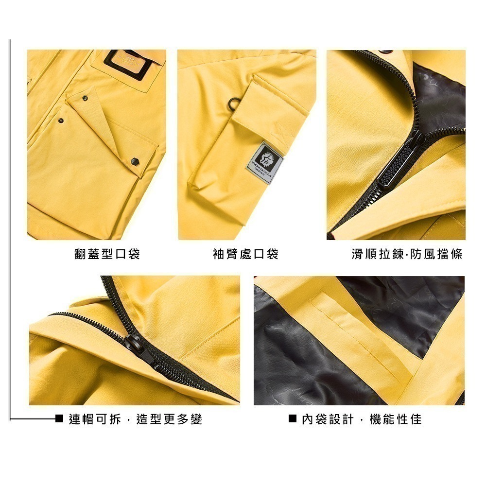 【Billgo】加大尺碼⭐潮流防風防水衝鋒衣 5色【CP16041】透氣寬版連帽外套風衣 歐美名牌大口袋工裝外套-細節圖6