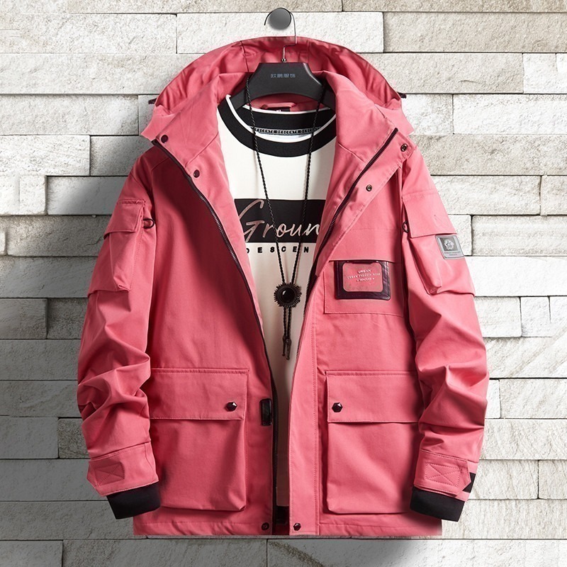 【Billgo】加大尺碼⭐潮流防風防水衝鋒衣 5色【CP16041】透氣寬版連帽外套風衣 歐美名牌大口袋工裝外套-細節圖11