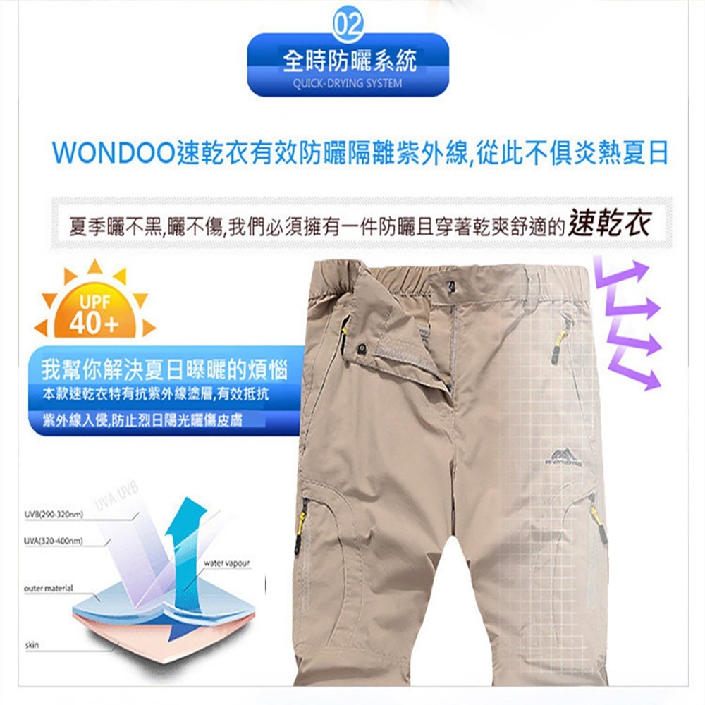 【Billgo】一秒變短褲⭐排汗耐磨戶外速乾休閒褲/機能褲/登山/釣魚-情侶款-5色 S~4XL【CP16003】-細節圖6