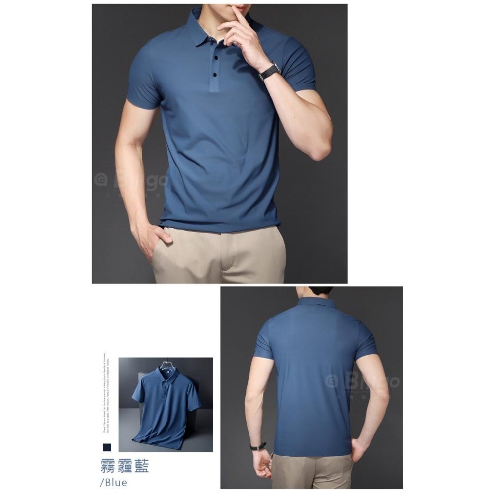 【Billgo】現貨⚡冰感超薄無痕素面POLO衫-4色 M~4XL碼【TX163318】輕柔涼感男短袖上衣-細節圖6