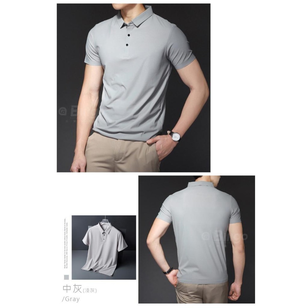 【Billgo】現貨⚡冰感超薄無痕素面POLO衫-4色 M~4XL碼【TX163318】輕柔涼感男短袖上衣-細節圖7