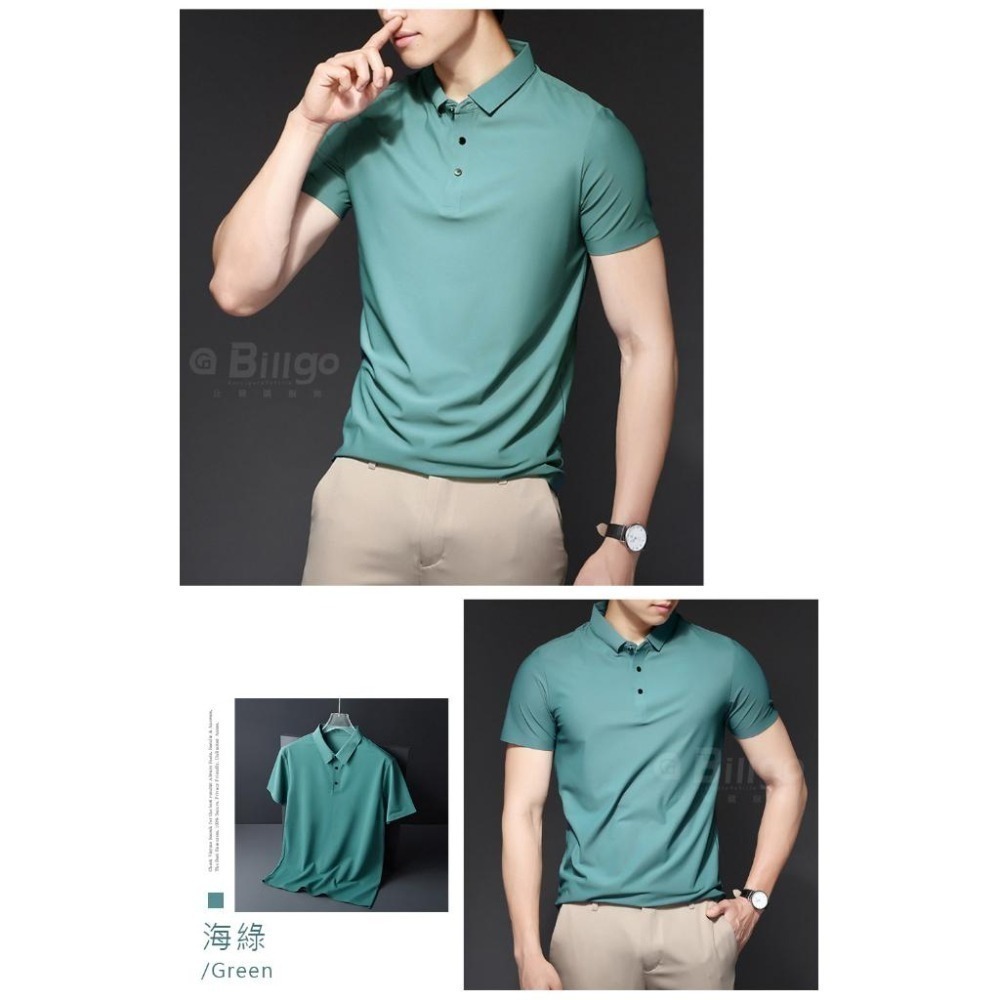【Billgo】現貨⚡冰感超薄無痕素面POLO衫-4色 M~4XL碼【TX163318】輕柔涼感男短袖上衣-細節圖8
