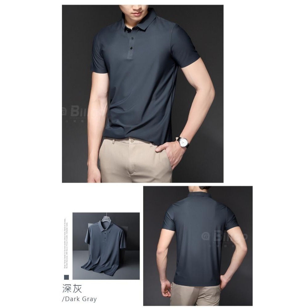 【Billgo】現貨⚡冰感超薄無痕素面POLO衫-4色 M~4XL碼【TX163318】輕柔涼感男短袖上衣-細節圖9