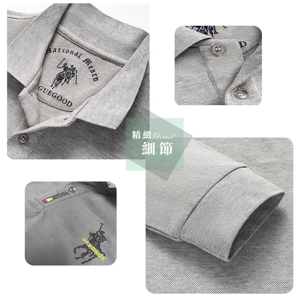 【Billgo】熱銷系🔥舒適刺繡馬術長袖POLO衫-4色 M~3XL碼【C32094】男秋冬上衣馬標大馬小馬-細節圖5