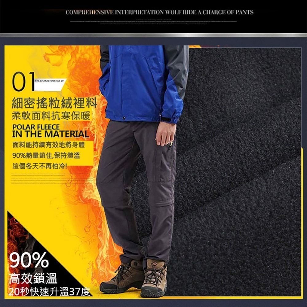 S-8XL碼✨鎮店之寶【男款賣場】防水防風保暖衝鋒褲機能褲【加絨加厚】登山釣魚滑雪工作褲【CP16002】-細節圖5