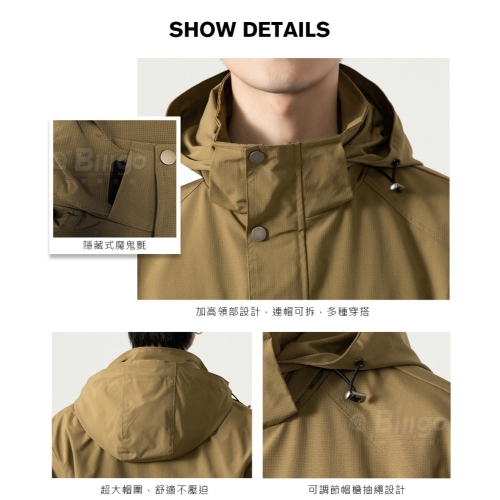 New! 素面大口袋連帽風衣外套-3色 XL~8XL碼【CP16078】加大碼休閒防潑水防風衝鋒外套-細節圖5