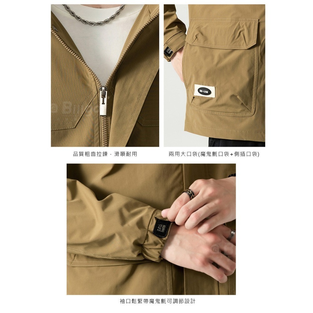 New! 素面大口袋連帽風衣外套-3色 XL~8XL碼【CP16078】加大碼休閒防潑水防風衝鋒外套-細節圖6