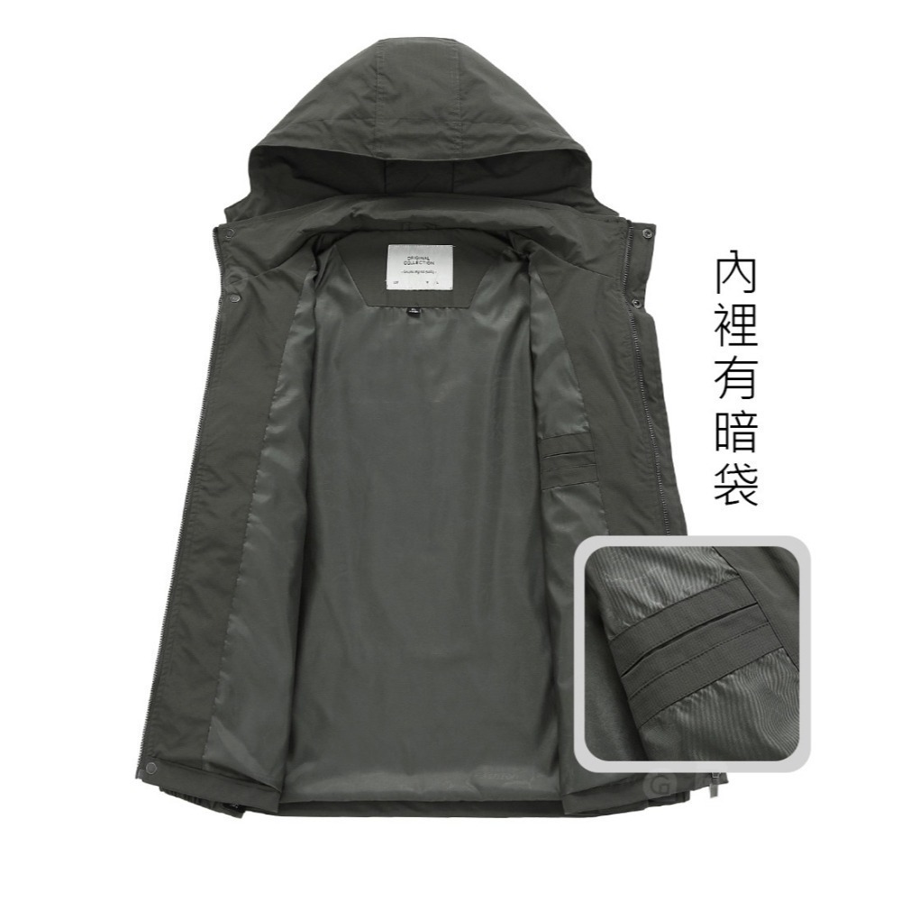 New! 素面大口袋連帽風衣外套-3色 XL~8XL碼【CP16078】加大碼休閒防潑水防風衝鋒外套-細節圖7