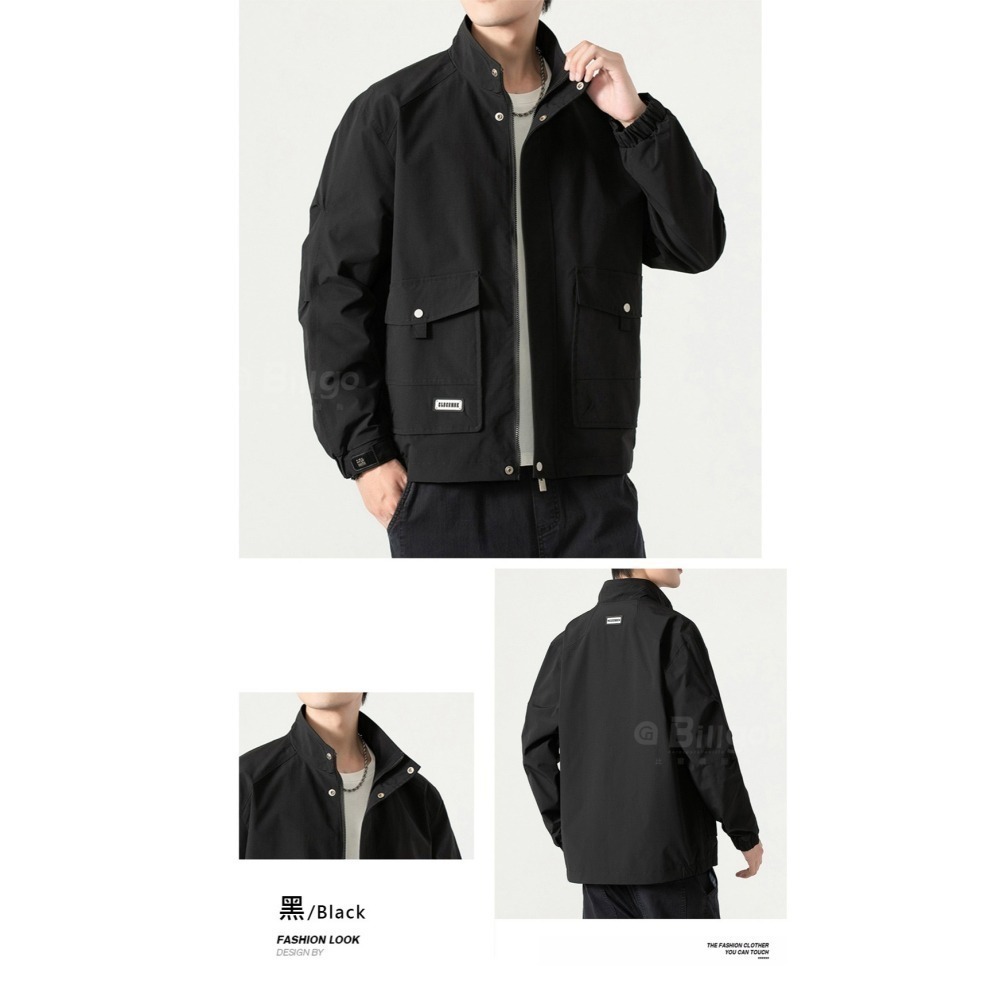 【Billgo】XL~8XL加大碼 立領大口袋風衣外套-3色 【CP16076】休閒防風夾克防潑水-細節圖9