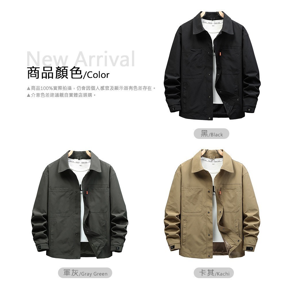 XL~8XL大碼 防風工裝口袋襯衫外套-3色【CP16077】男秋冬防潑水休閒風衣夾克-細節圖2