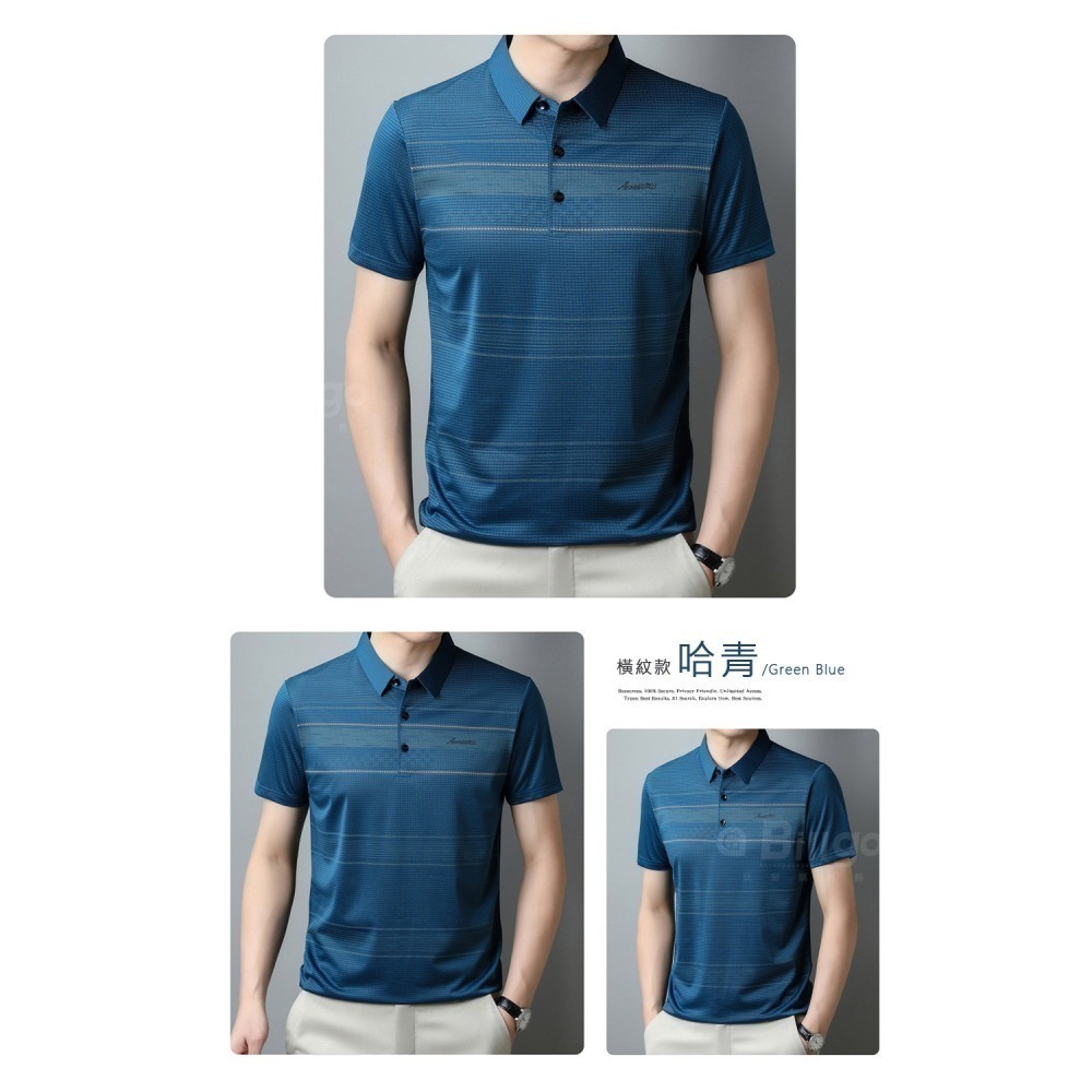 【Billgo】涼感亮鑽緹花輕薄短袖POLO衫-2款 6色 M~3XL碼 戶外休閒冰凍春夏男上衣【164209】-細節圖8