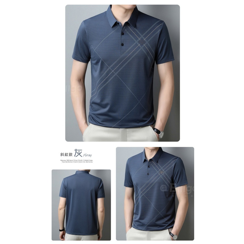 【Billgo】涼感亮鑽緹花輕薄短袖POLO衫-2款 6色 M~3XL碼 戶外休閒冰凍春夏男上衣【164209】-細節圖11