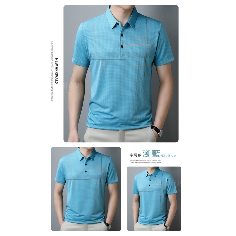 【Billgo】涼感印花輕薄短袖POLO衫-2款 6色 M~3XL碼 冰感透氣戶外休閒春夏男上衣【TX164211】-細節圖3