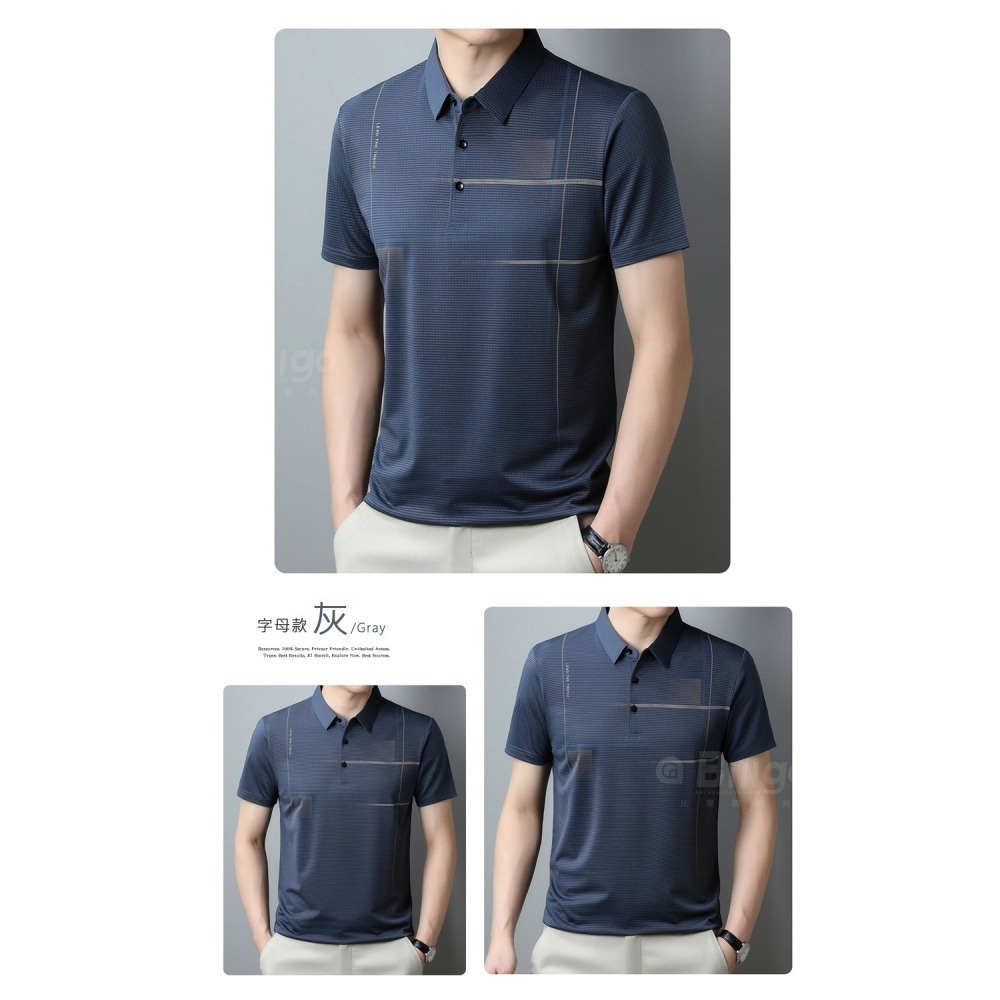 【Billgo】涼感印花輕薄短袖POLO衫-2款 6色 M~3XL碼 冰感透氣戶外休閒春夏男上衣【TX164211】-細節圖4