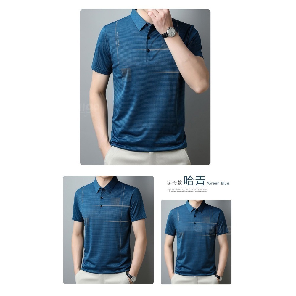 【Billgo】涼感印花輕薄短袖POLO衫-2款 6色 M~3XL碼 冰感透氣戶外休閒春夏男上衣【TX164211】-細節圖5