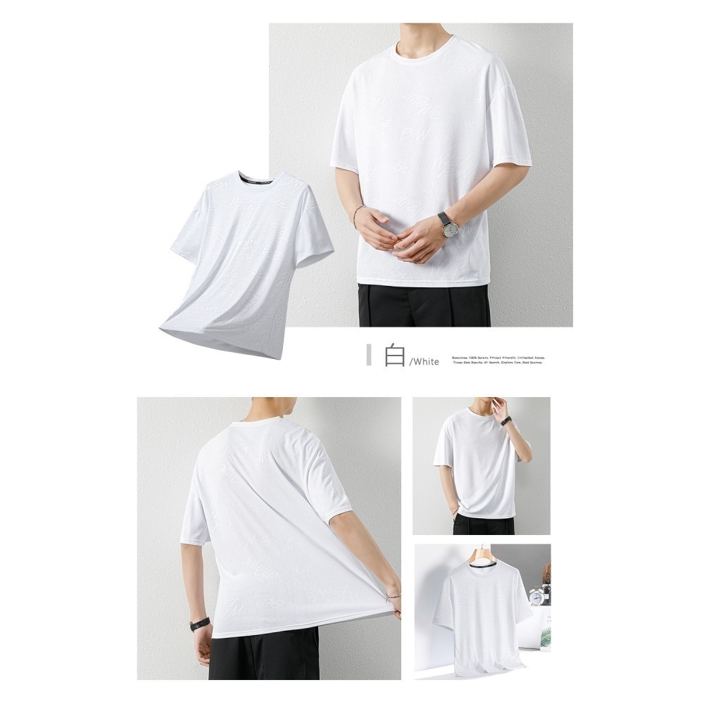 【Billgo】涼感塗鴉字母印花短袖上衣-4色 M~5XL碼 冰絲排汗衫運動上衣 情侶滿版韓系短袖【FC164303】-細節圖8