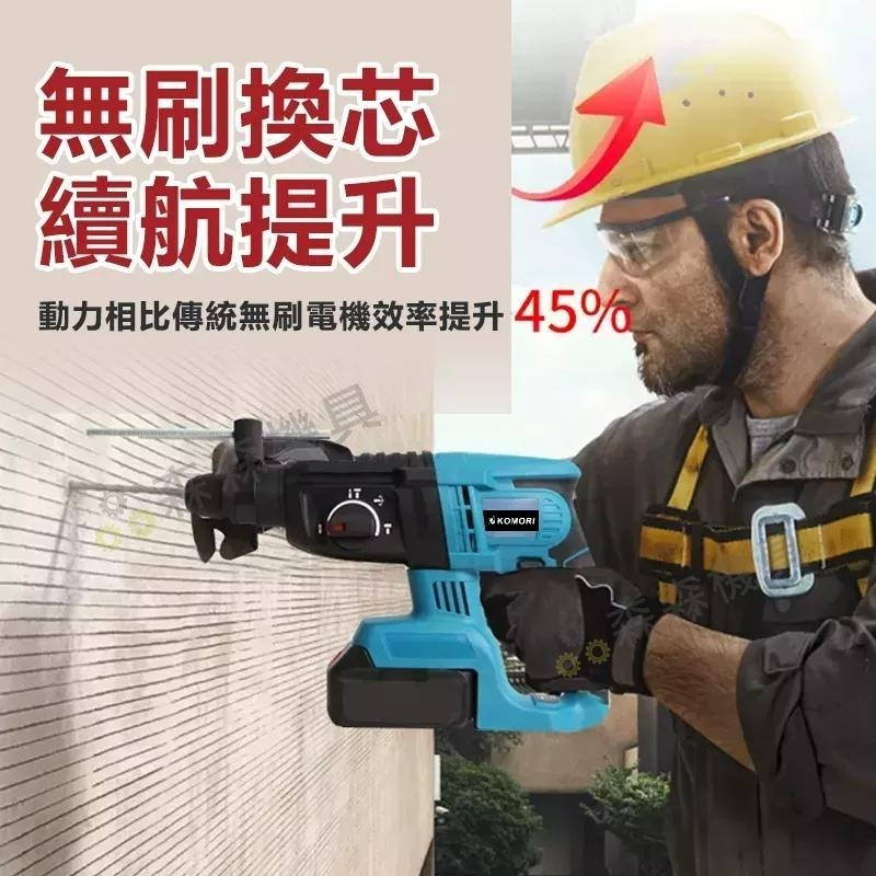 無線四溝鎚鑽 槌鑽 省力錘鑽電鑽 4溝電錘鑽 21V共享電池 無刷高扭力馬達 冷氣輕鋼架鋁門窗【森森機具】-細節圖3