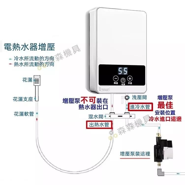 熱水器增壓馬達 增壓泵 告別忽冷忽熱 增壓泵 免打孔增壓泵 洗衣機增壓 熱水器增壓 靜音馬達 太陽能熱水器增壓 森森機具-細節圖8