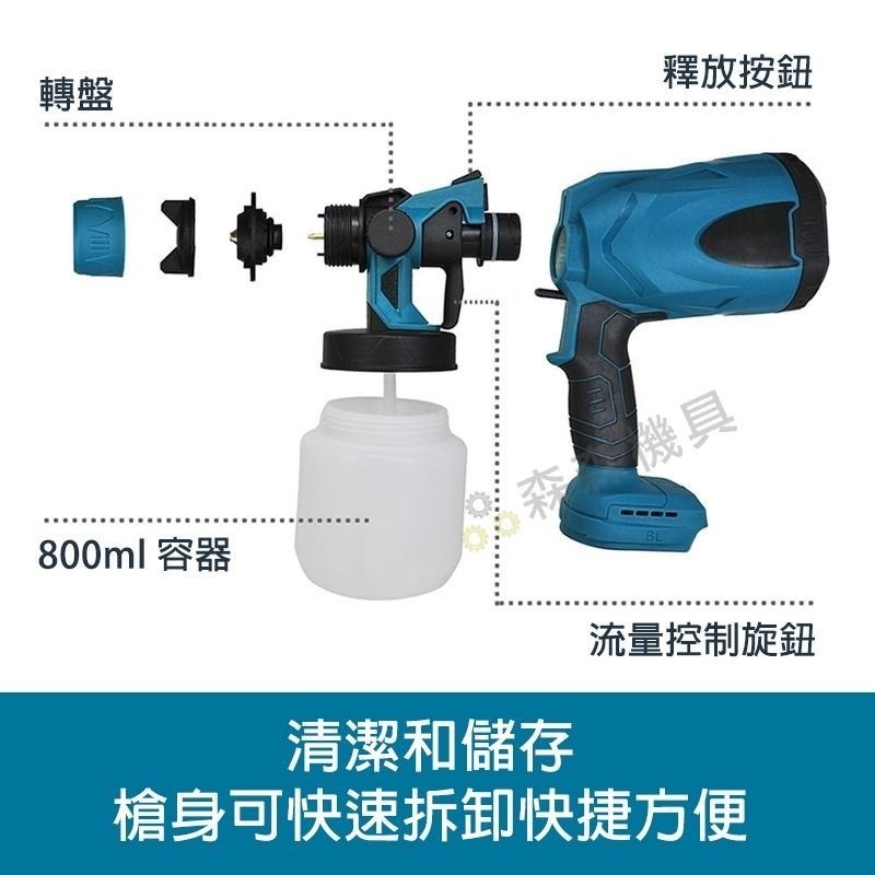 鋰電噴漆槍 電動噴漆槍 無線噴漆 便攜式噴漆槍 牧田款 電動乳膠漆噴塗機 油漆塗料噴漆 自動噴漆【森森機具】-細節圖4
