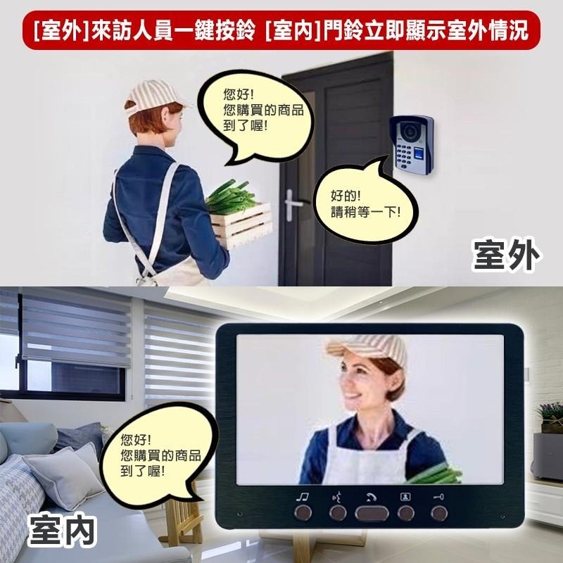可視門鈴 對講家用免打孔 監控攝像頭  7吋可視門鈴 對講機 可視對講門鈴 夜視防雨 監視器 中控開鎖 門鈴【森森機具】-細節圖2