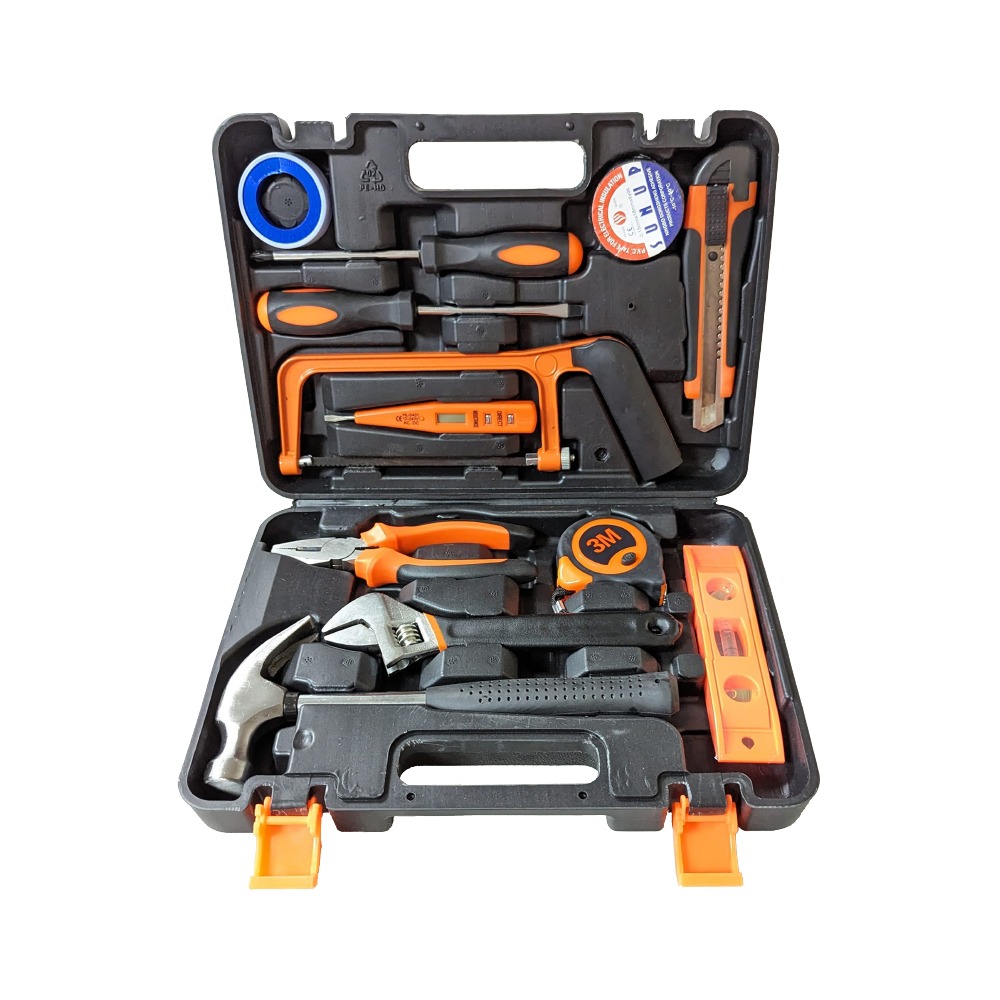 【Komori森森機具】工具箱套裝 工具箱 12件 維修工具 扳手 電工工具 老虎鉗 螺絲刀 羊角鐵鎚 起子 手工具-細節圖3