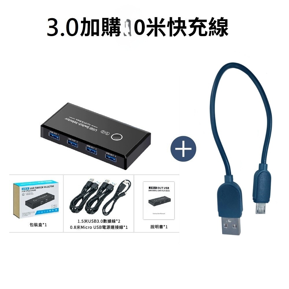 【Komori 森森機具】兩台電腦共用USB設備 USB3.0 共享器 USB二進四出共享器 多接口分線器 USB切換器-規格圖8